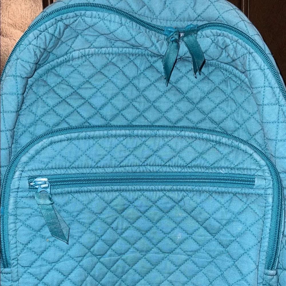 Vera Bradley Light Blue Quilted Laptop Backpack - Picture 3 of 8